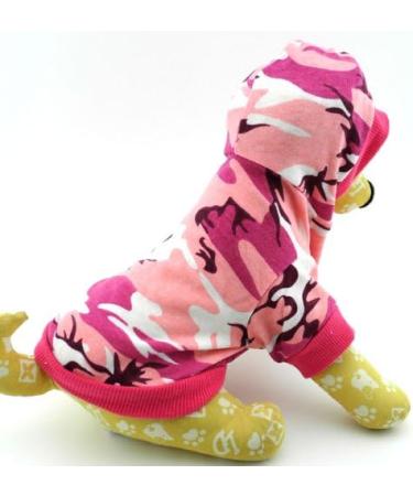 Smalllee Lucky Store Camouflage Hooded Shirt for Small Dogs | Chihuahua & Puppy Clothing | Pink Camo T-Shirt for Cats & Yorkshire Terriers (XS Mini-X) - Buy Online on GoSupps.com
