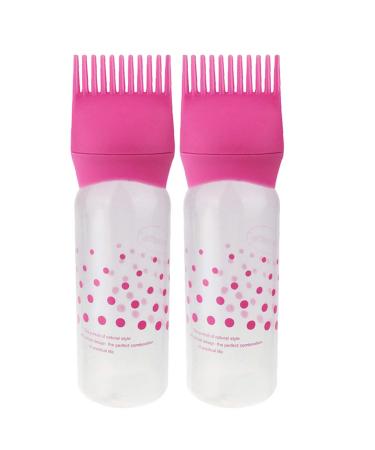 Frcolor 2 pieces root care comb Applicator bottle for hair dye color coloring scalp treatment Essential hair coloring applianter Applicator Rosa