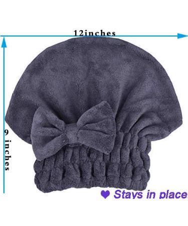 MAYOUTH Microfiber Hair Drying Towels Head Wrap with Bow-Knot Shower Cap - 2 Pack, Ideal for Curly, Long, and Wet Hair - Dark Grey/Rose Red - Buy Online on GoSupps.com