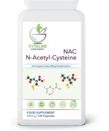 NAC N-Acetyl Cysteine 600mg Supplement | Liver Support & Amino Acid | 120 Capsules | Vegan Friendly & Made in UK by VYTALINE - Buy Online on GoSupps.com