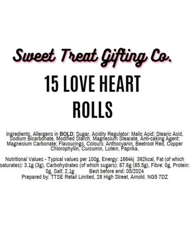 15 Mini Love Heart Sweets Valentines Sweets Wedding Heart Sweet Rolls Sweet Treat Gifting Co. - Buy Online on GoSupps.com