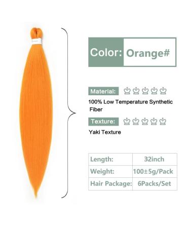 YDDM 32 Inch Pre-Stretched Braiding Hair Extensions - 6 Packs Orange Jumbo Braids for Artful Hairstyles - Buy Online on GoSupps.com