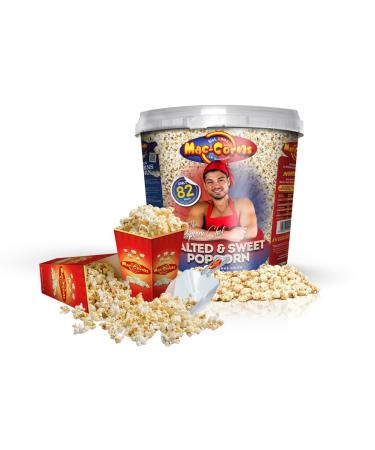 The Popcorn Chef's Movie Mega Bucket 500g Salted & Sweet Mixed Popcorn Includes 12 Tubs and Scoop Mac-Corns Traditionally Popped Popcorn