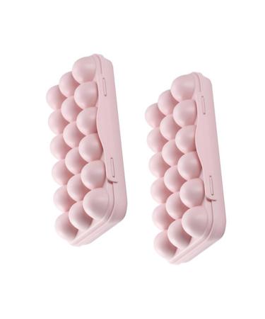 FELTECHELECTR 2pcs 18 Egg Food Trays Can Organizer for Fridge Container Refrigerator Jar with Cover Pink 30X15cm
