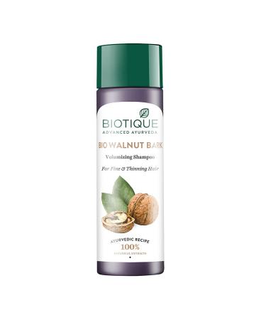 Biotique Bio Walnut Bark Volumizing Shampoo For Fine & Thinning Hair 120 ml/ 4.05 Oz. I Makes Hair Healthy Silky Shiny And Pure Natural Black I Musk Root Soap Nut And Black Malya Flowers