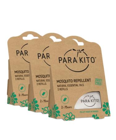 PARA'KITO Refill Pellets for Mosquito Repellent Bracelets | w/Citronella Oil Peppermint Oil Essential Oils | Hiking & Camping Accessories | Paraben Free DEET Free - 3pk x 2 Refills (15 Days Each) 1 Count (Pack of 3)