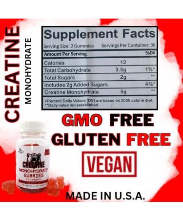 Buy Vegan Creatine Monohydrate Gummies - 5g - 30 Servings | Muscle Growth Recovery & Brain Health | No Loading Phase No Bloating - Buy Online on GoSupps.com
