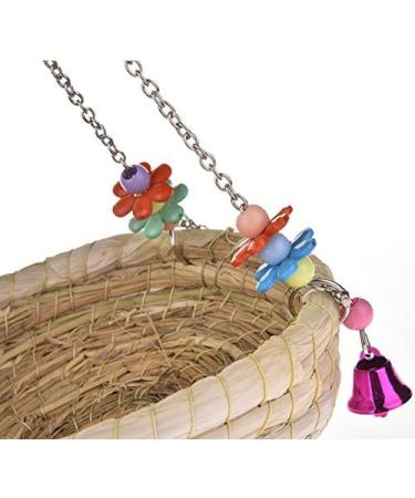 Woven Straw Nest Bed Large Bird Swing Toy with Bell for Parrot Cockatiel Parakeet and More - Perfect Cage Perch for Various Small to Medium Birds and Small Pets - Buy Online on GoSupps.com