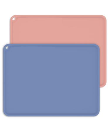 Kids Placemats Non-Slip Silicone Placemat for Kids Toddler Placemat for Dining Table Baby Placemats Portable Food Mats for Kids Toddler Children (2 Pack Blue Pink) 2pack-blue&pink