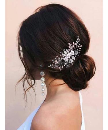 Vatocu Flower Bride Wedding Hair Comb Pearl Headpieces Silver Crystal Bridal Hair Accessories for Women and Girls - Buy Online on GoSupps.com