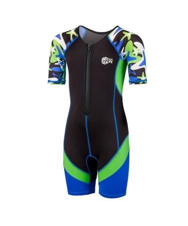 Beco-Sealife wetsuit children short warming swimming suit children from 2 mm scr-neoprene neoprene shorty children with UPF 50+ UV-neoprene suit for boys & girls blue/green 128