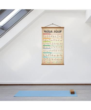 SAGUEYU Vintage Yoga Poses Poster with Frame - Full Body Workout Chart for Beginners - Yoga Lover Gift - 16 X 27 Canvas Print - Buy Online on GoSupps.com
