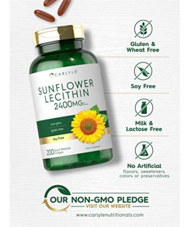 Carlyle Sunflower Lecithin 2400mg - 200 Softgels | Non-GMO, Gluten-Free Supplement - Buy Online on GoSupps.com