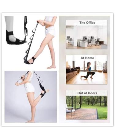 EOM Yoga Stretch Strap Leg Stretcher - Foot Stretching Belt with Loops for Rehabilitation & Gymnastics - Black - Buy Online on GoSupps.com