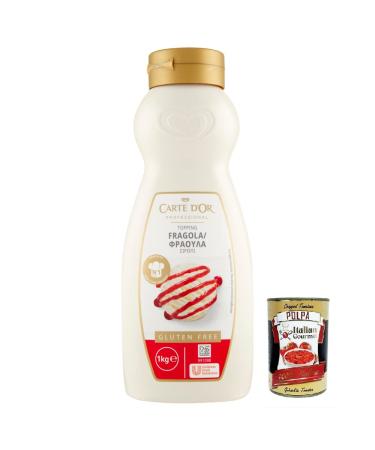 Carte d'Or Topping Fragola Sweet Sauce with Strawberry Flavor for Cake Decoration and Ice Cream 1kg + 400g Gourmet Italian Gourmet Polpa di Pomodoro