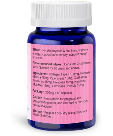 Miri Beauty Revital - Breast Enhancement & Augmentation Hormones with Premium Pueraria Mirifica Extract & Collagen Type II (80 caps) - Natural Health Supplement for Women - Buy Online on GoSupps.com