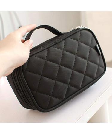 MLMSY Professional Black Make-Up Bag & Brush Organizer | Portable Double Layer Travel Cosmetic Handbag - Buy Online on GoSupps.com