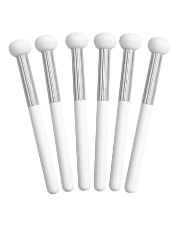 MAGICLULU 6 Pcs Sponge Concealer Brush Eye Shadow Brush Sponges Blending Brush Bronzer Makeup Brush Synthetic Makeup Brushes Lipstick Brush Travel White Wooden Handle Face Brush Round Head