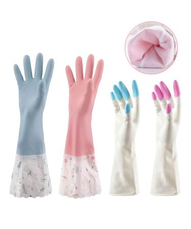 SwirlColor Cleaning Gloves Medium 4 Pairs Long Kitchen Gloves Household Washing up Gloves for Dish Washing Kitchen Cleaning