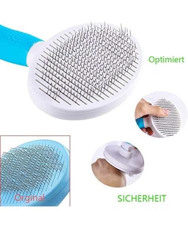 ShipeeKin Effective Grooming Dog/Cat Brush Detangling Comb for Dogs and Long-haired Cat with Cleaning Button against Knotted Hair Self Cleaning Brush for Pets with Medium and Long Hair L9-blue - Buy Online on GoSupps.com