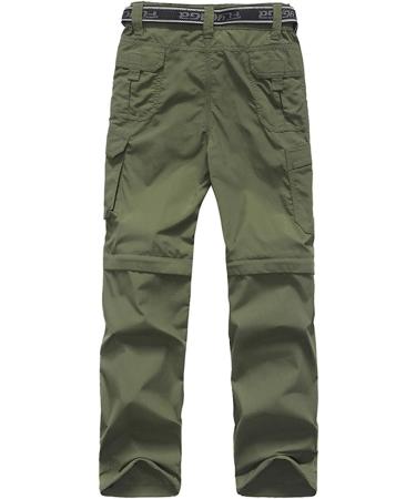 JOMLUN Boys Scout Convertible Hiking Pants - Army Green, Youth Cargo Trouser for Outdoor Climbing - Size 12-14 Years - Buy Online on GoSupps.com