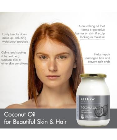 Alteya Organic Extra Virgin Coconut Oil 1000ml - 100% USDA Certified Organic Pure Natural Extra Virgin Coconut Oil (Cocos Nucifera) - Buy Online on GoSupps.com