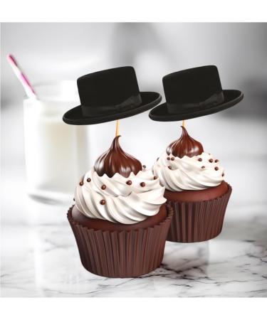 Bar Mitzvah - Wedding Hat Cupcake Decorations - Cupcake Toppers - Toothpick - Pack Of 16