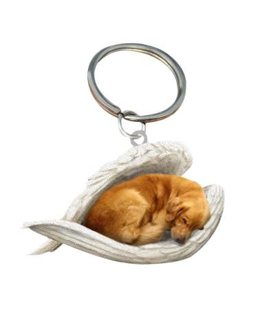 Car Pendant Cute Sleeping Dog Angel Car Key Pendant for Dog Lovers Moms Car Hanging Ornament Windows Decor Ornament Sleeping Angel Animal Pet Dog Lover Car Rear View Mirror Accessories Golden Retriever Unity size