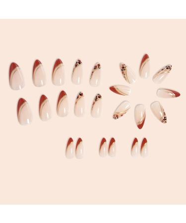 Short French Press Nails - Leopard Print False Nails with Gold Line | Luxury Stiletto Acrylics | 24 Pcs Reusable Stick-On Nails for Women - Buy Online on GoSupps.com