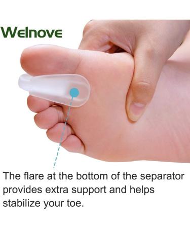 Welnove Gel Toe Separators for Bunions and Overlapping Toes - 8 Pack Medium Size - Silicone Toe Spacers for Pain Relief and Bunion Correction - Men and Women - Buy Online on GoSupps.com