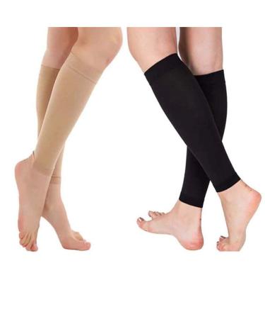 EROSPA Compression Sleeve Leg Warmers Running Socks - Calf Compression Socks - Running Jogging Cycling - 1 Pair (Black)