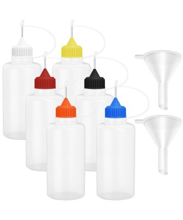 6 Pcs 4 Ounce Needle Tip Glue Bottle 120ml Plastic Dropper Bottles Multicolor Lid with 2 Pcs Mini Funnel for Small Gluing Projects  Paper Quilling DIY Craft  Acrylic Painting