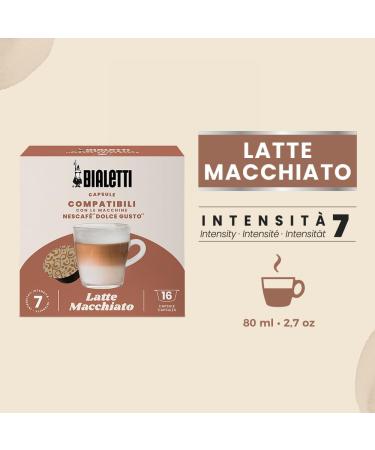 Bialetti Coffee Capsules compatible with Dolce Gusto - Coffee with milk - 16 Capsules - Buy Online on GoSupps.com