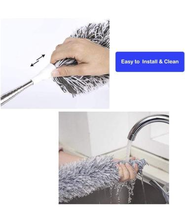 100 Stainless Steel Microfiber Duster with Extension Pole - Extendable, Bendable Head for High Ceiling Fan, Interior Roof, Cobweb, Gap Dust - Wet/Dry Cleaning - Buy Online on GoSupps.com