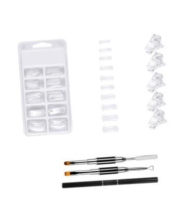 Ipetboom 1 Set Nail Extension Manicure Nail Tip Nail Extension Clips Nails Brush Manicure Accessory Quick Building Nail Tool Decor Extension Nails White French Plastic Suite