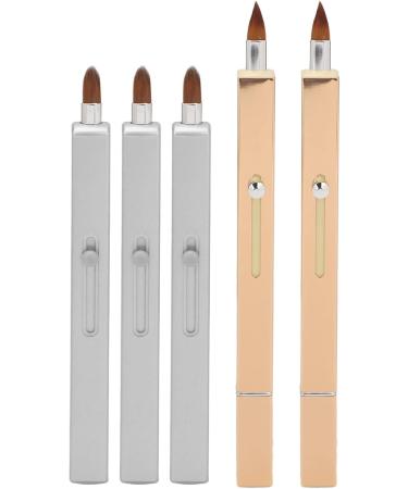 Retractable Lip Brush Nylon Bristle Portable Makeup Brush with Retractable Design Dustproof Durable Shell 2 Double Ended and 3 Single Ended Brushes for Precise Application - Buy Online on GoSupps.com