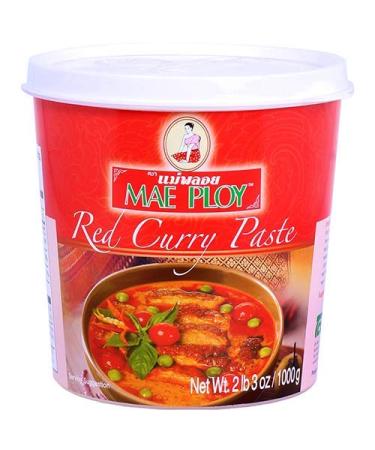 Mae Ploy Red Curry Paste, Authentic Thai Red Curry Paste For Thai Curries And Other Dishes, Aromatic Blend Of Herbs, Spices And Shrimp Paste, No MSG, Preservatives Or Artificial Coloring (35oz Tub) Original Version