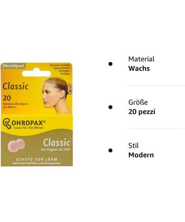 Ohropax Wax Classic Earplugs - 20 Pack | Best Noise Reduction for Sleep & Travel | International Shipping Available - Buy Online on GoSupps.com