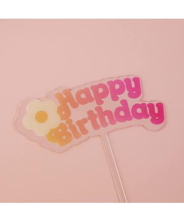 Personalised Cake Toppers Cake Decorations Cake Toppers Glitter Rainbow Birthday Number Birthday Cartoon Cake Decorating Supplies for Kids (Color : Digital Pink 0) (Color : Flowers Happy 1) ( Color :