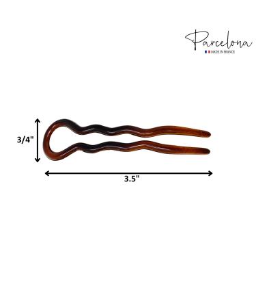 Parcelona French Sleek Brown Tortoise Shell Large Celluloid Chignon Hair Pins Set - 3 Count - Buy Online on GoSupps.com