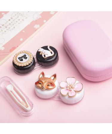 Invisible Myopia Glasses Box for Women - Cute Double Companion & Shadow Eye Storage - Pink B Cosmetic Contact Socket - Buy Online on GoSupps.com