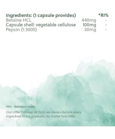 Betaine HCl with Pepsin 440mg | 120 Vegan Capsules | G&G Vitamins - Buy Online on GoSupps.com