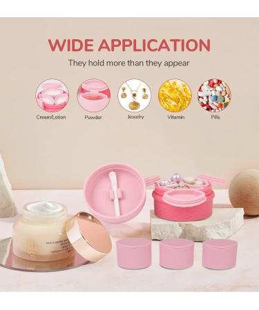 YUPs Travel Cosmetic Jars 3 in 1 Silicone Non- Breakable Refillable Travel Pots for toiletries With Scooping Spoon 36ml (12ml Each) (Pink) - Buy Online on GoSupps.com