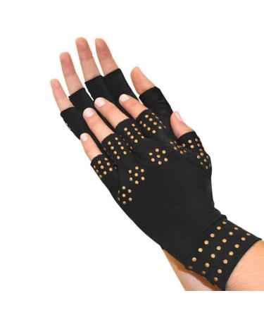 Compression Arthritis Gloves - Magnetic Anti-Arthritis Fingerless Health Therapy Gloves Copper Infused Arthritis Gloves, Compression Therapy, Increases Blood Flow for Women and Men(1 Pair)