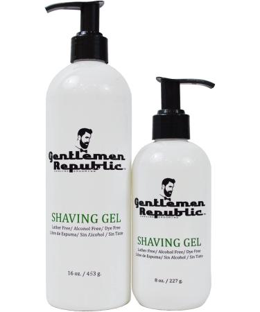 Gentlemen Republic 8oz Shaving Gel - 100% Alcohol-Free Lather and Dye-Free Formula with Maximum Glide for Comfort Made in the USA