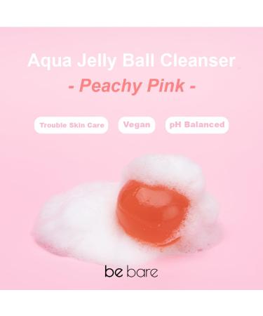 Be Bare Aqua Jelly Ball Cleanser - Daily Korean Face Wash for Dry Skin with AHA BHA & Allantoin - Hydrating Exfoliant - Peachy Pink (1.41oz - Buy Online on GoSupps.com