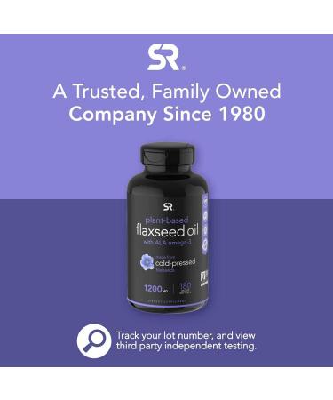 Sports Research Flaxseed Oil 1200 mg - Plant-Based Omega-3 Veggie Softgels (180 Count) - Buy Online on GoSupps.com