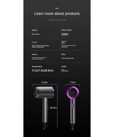 Hammer Hair Dryer Blu-ray Ion Home Dormitory Hair Dryer Mute Hair Dryer Quality Goods Dark Gray - Buy Online on GoSupps.com