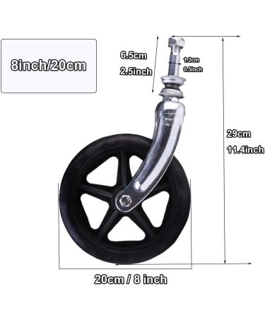 2 PCS Front Fork Caster Assembly for Rollator Wheelchair Caster 6" 7" 8" Replacement Front Wheels Non-Slip Solid Tyre Caster with Front Fork Black(200mm-8") - Buy Online on GoSupps.com