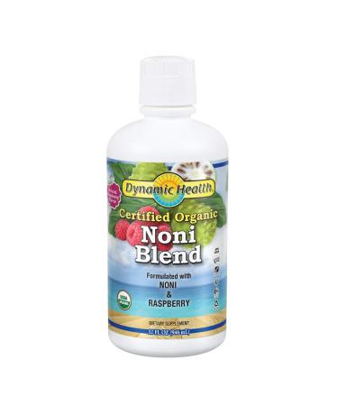 Dynamic Health Certified Organic Noni (Morinda citrifolia) Blend W/Raspberry | for Increased Energy & Body Health | No Additives, Vegetarian |32oz